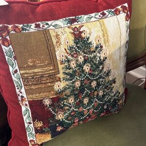 Festive Christmas Tree Tapestry Pillow
